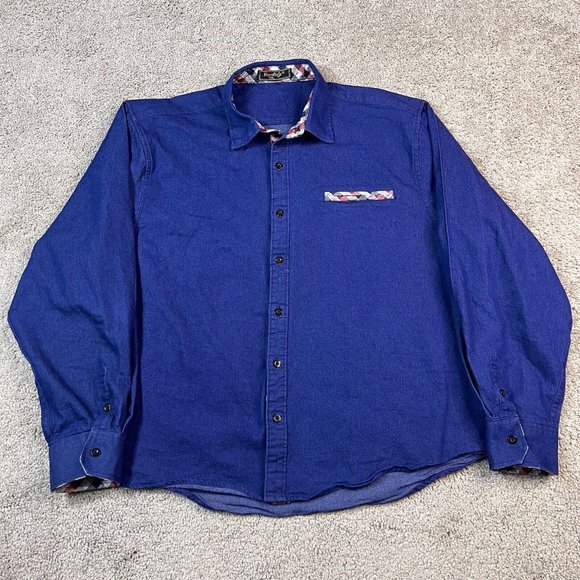 Neufigr Casual Denim Button Down Shirt Blue Men’s Size XXL - Picture 1 of 7